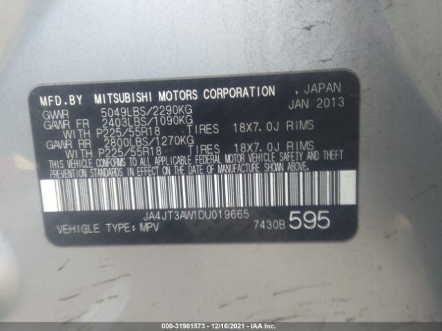 Photo 8 VIN: JA4JT3AW1DU019665 - MITSUBISHI OUTLANDER 