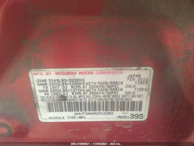 Photo 8 VIN: JA4JT3AW3AZ010383 - MITSUBISHI OUTLANDER 