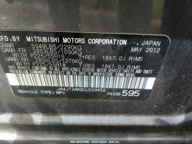 Photo 8 VIN: JA4JT3AW3CU029452 - MITSUBISHI OUTLANDER 