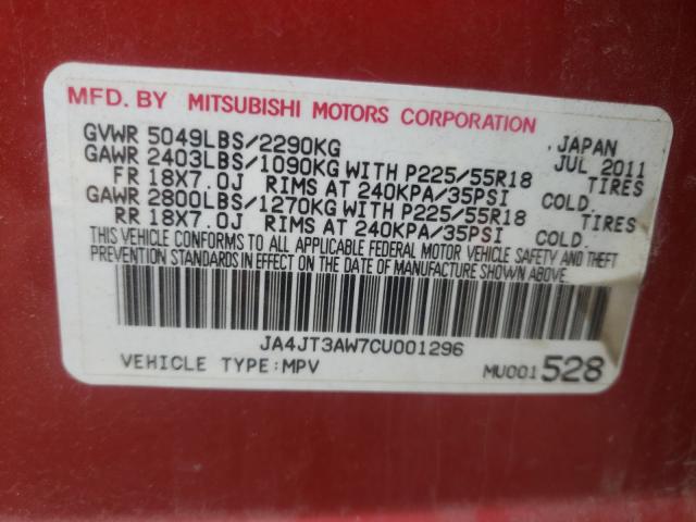 Photo 9 VIN: JA4JT3AW7CU001296 - MITSUBISHI OUTLANDER 