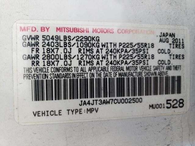 Photo 12 VIN: JA4JT3AW7CU002500 - MITSUBISHI OUTLANDER 