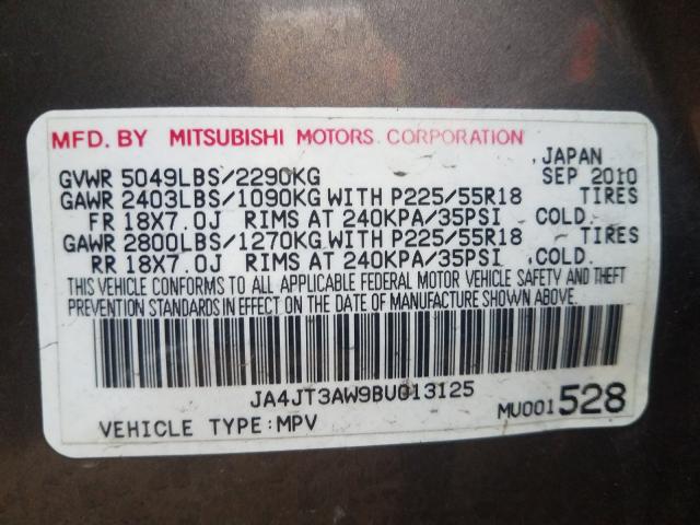 Photo 9 VIN: JA4JT3AW9BU013125 - MITSUBISHI OUTLANDER 