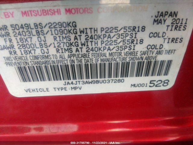 Photo 8 VIN: JA4JT3AW9BU037280 - MITSUBISHI OUTLANDER XL 