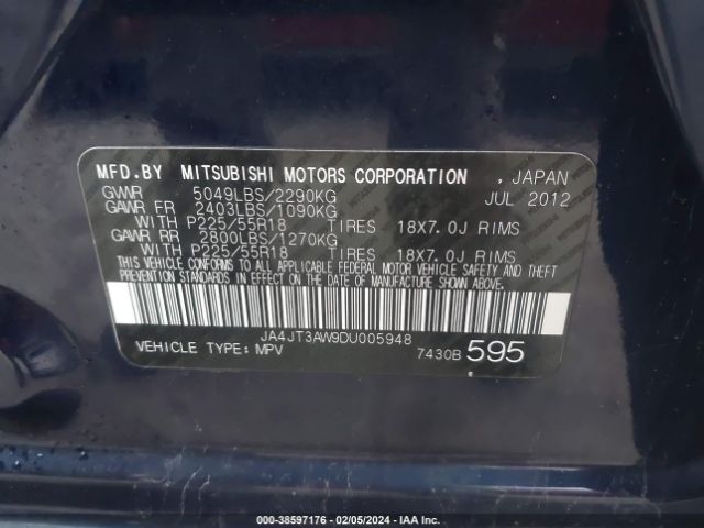 Photo 8 VIN: JA4JT3AW9DU005948 - MITSUBISHI OUTLANDER 