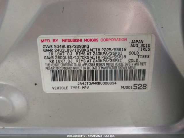 Photo 8 VIN: JA4JT3AWXBU006894 - MITSUBISHI OUTLANDER 