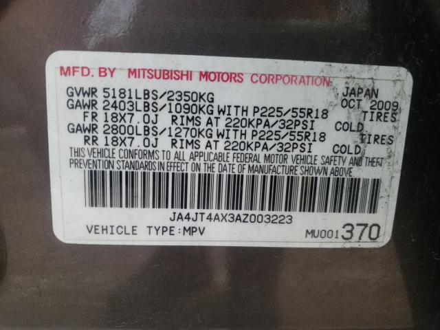 Photo 9 VIN: JA4JT4AX3AZ003223 - MITSUBISHI OUTLANDER 