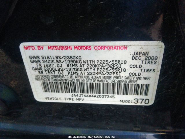 Photo 8 VIN: JA4JT4AX4AZ007345 - MITSUBISHI OUTLANDER 