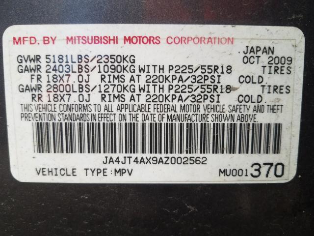 Photo 9 VIN: JA4JT4AX9AZ002562 - MITSUBISHI OUTLANDER 