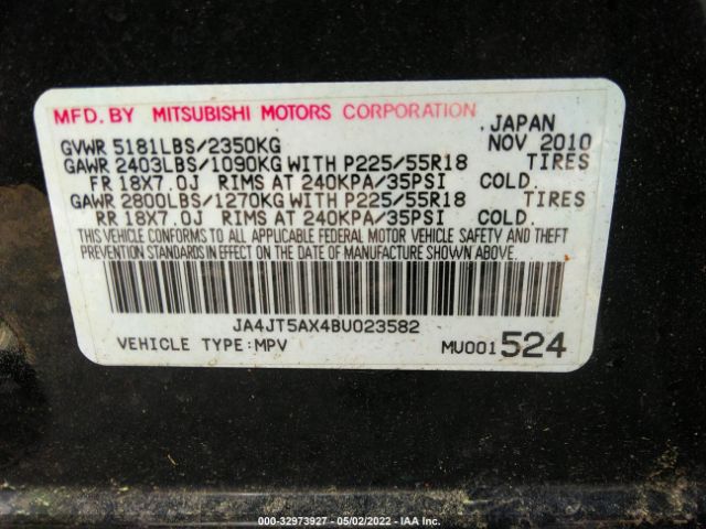 Photo 8 VIN: JA4JT5AX4BU023582 - MITSUBISHI OUTLANDER 