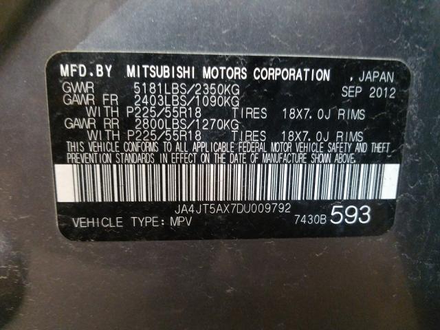 Photo 9 VIN: JA4JT5AX7DU009792 - MITSUBISHI OUTLANDER 