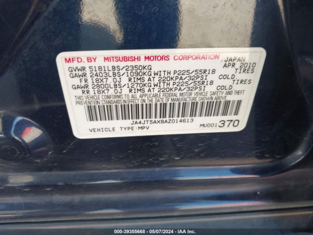 Photo 8 VIN: JA4JT5AX8AZ014613 - MITSUBISHI OUTLANDER 