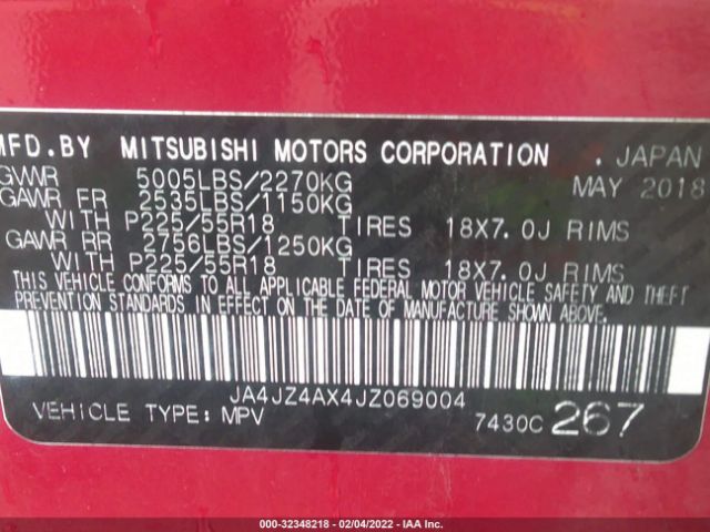 Photo 8 VIN: JA4JZ4AX4JZ069004 - MITSUBISHI OUTLANDER 