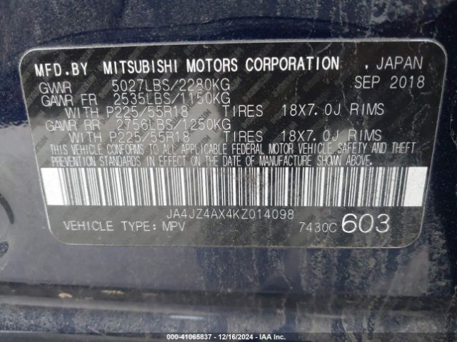 Photo 8 VIN: JA4JZ4AX4KZ014098 - MITSUBISHI OUTLANDER 