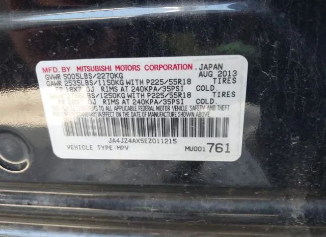 Photo 8 VIN: JA4JZ4AX5EZ011215 - MITSUBISHI OUTLANDER 