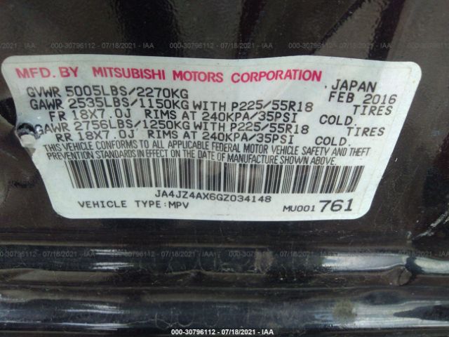 Photo 8 VIN: JA4JZ4AX6GZ034148 - MITSUBISHI OUTLANDER 