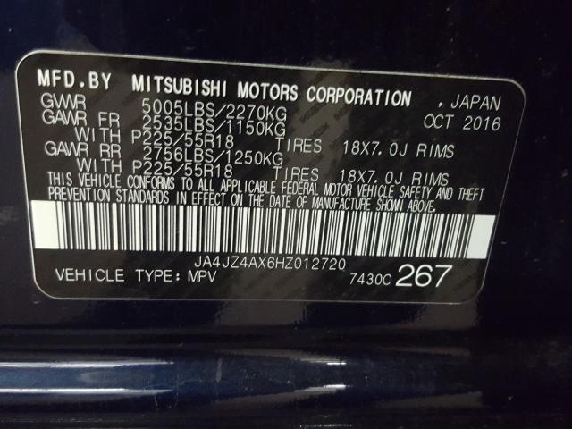 Photo 9 VIN: JA4JZ4AX6HZ012720 - MITSUBISHI OUTLANDER 