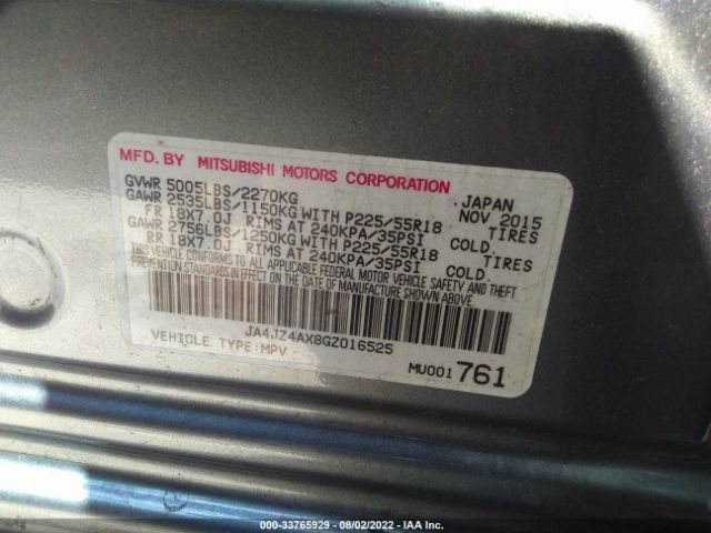 Photo 8 VIN: JA4JZ4AX8GZ016525 - MITSUBISHI OUTLANDER 