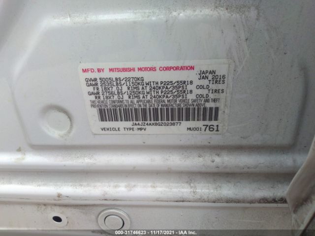 Photo 8 VIN: JA4JZ4AX8GZ023877 - MITSUBISHI OUTLANDER 