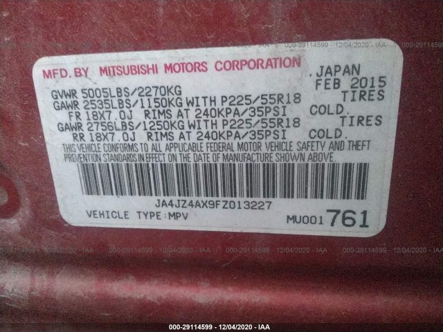 Photo 8 VIN: JA4JZ4AX9FZ013227 - MITSUBISHI OUTLANDER 