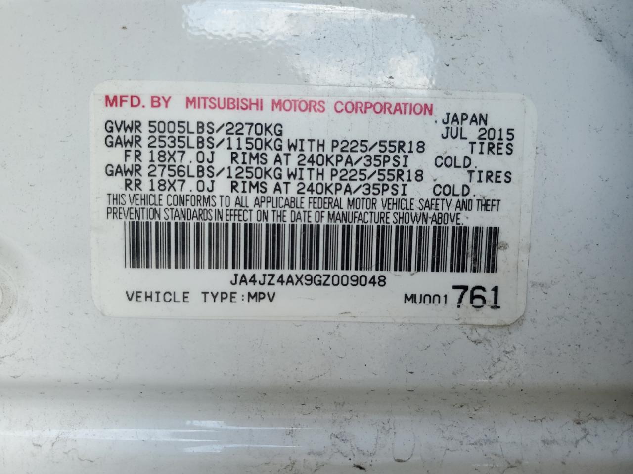 Photo 11 VIN: JA4JZ4AX9GZ009048 - MITSUBISHI OUTLANDER 