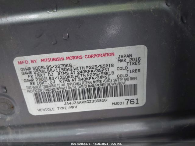 Photo 8 VIN: JA4JZ4AXXGZ036856 - MITSUBISHI OUTLANDER 