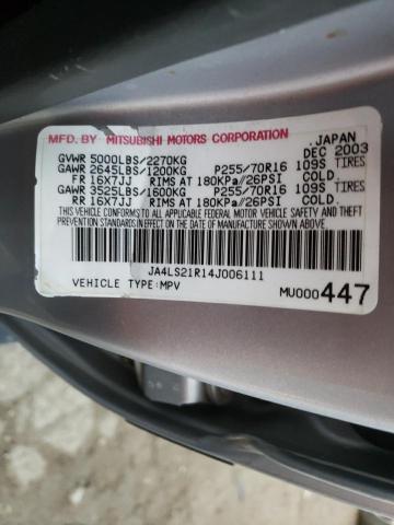 Photo 9 VIN: JA4LS21R14J006111 - MITSUBISHI MONTERO SP 