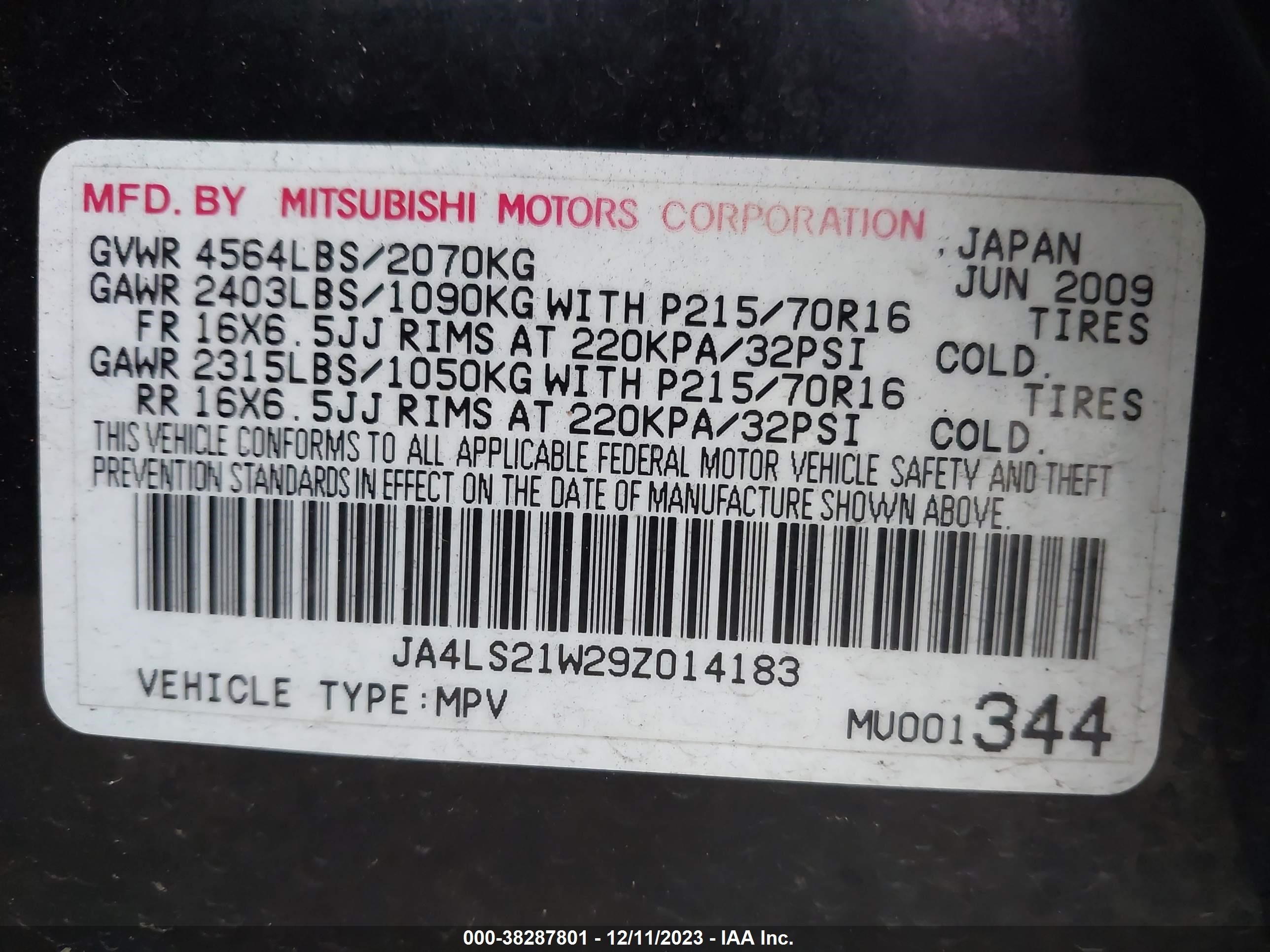 Photo 8 VIN: JA4LS21W29Z014183 - MITSUBISHI OUTLANDER 