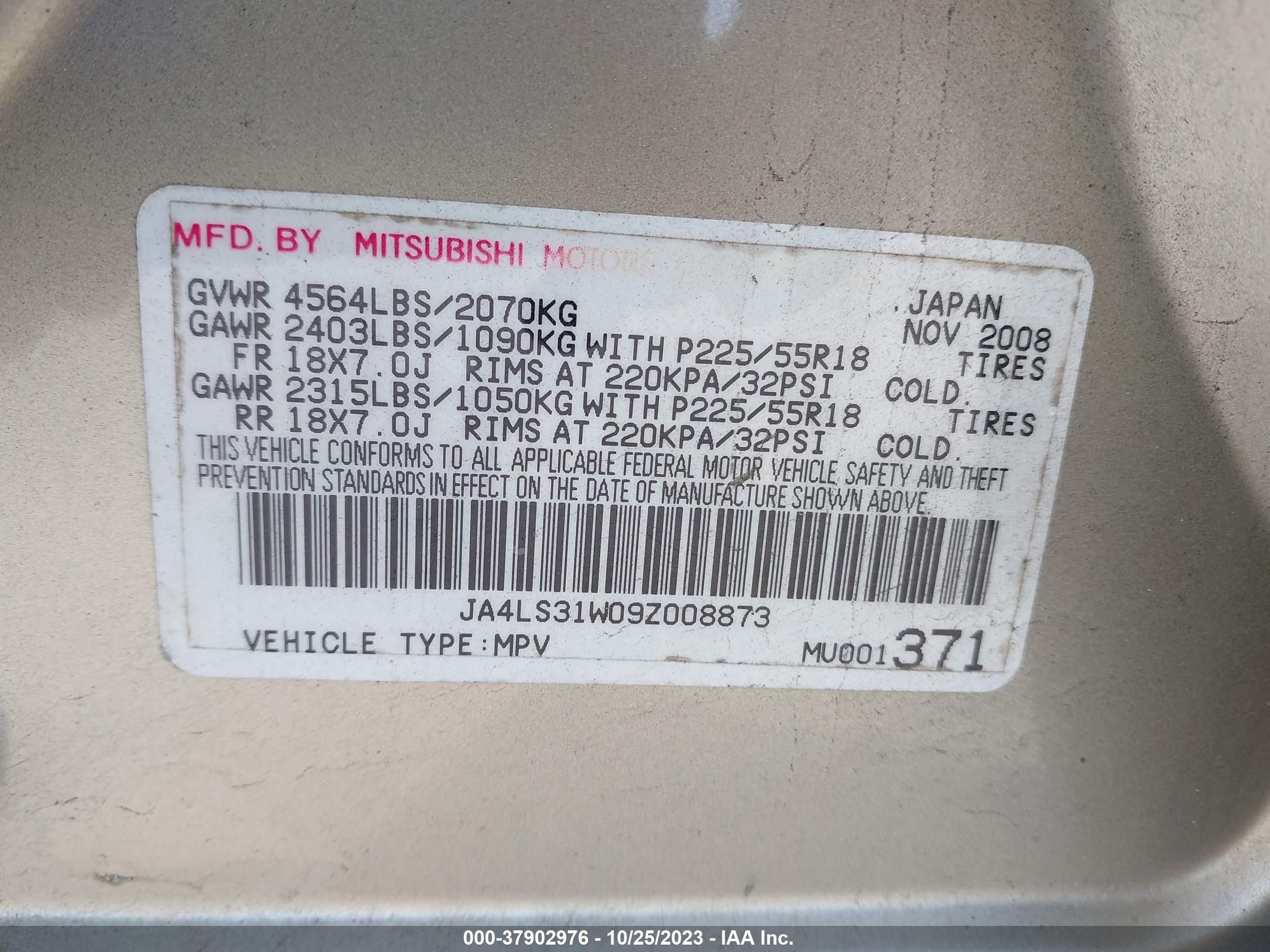 Photo 8 VIN: JA4LS31W09Z008873 - MITSUBISHI OUTLANDER 