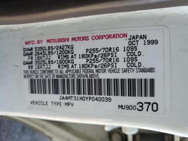 Photo 11 VIN: JA4MT31H0YP040039 - MITSUBISHI MONTERO SP 