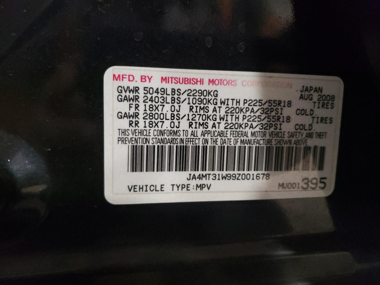 Photo 12 VIN: JA4MT31W99Z001678 - MITSUBISHI OUTLANDER 