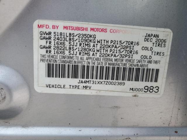 Photo 12 VIN: JA4MT31XX7Z002389 - MITSUBISHI OUTLANDER 