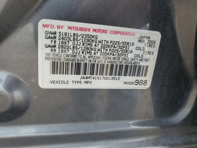 Photo 11 VIN: JA4MT41X17U013512 - MITSUBISHI OUTLANDER 