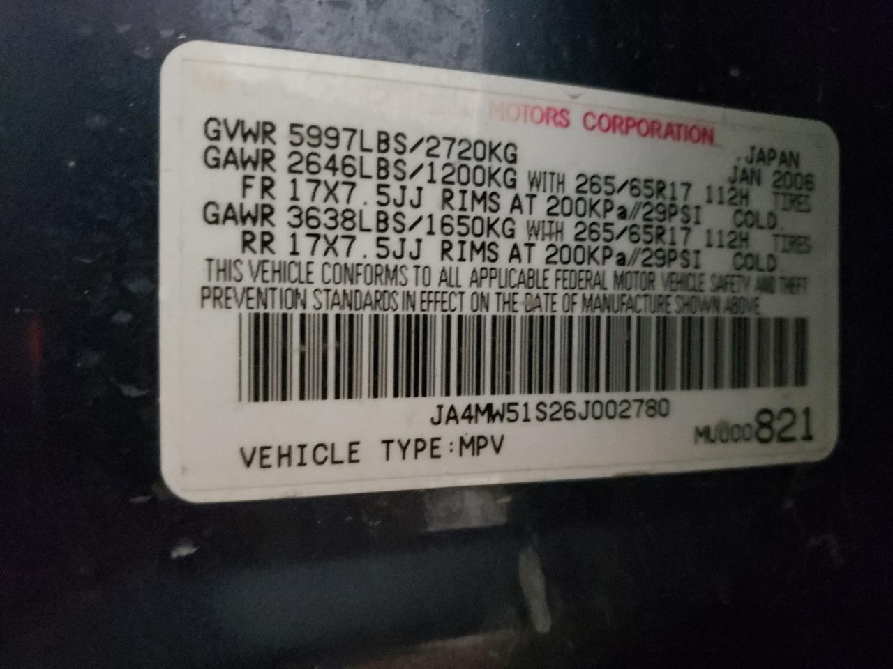 Photo 11 VIN: JA4MW51S26J002780 - MITSUBISHI MONTERO 