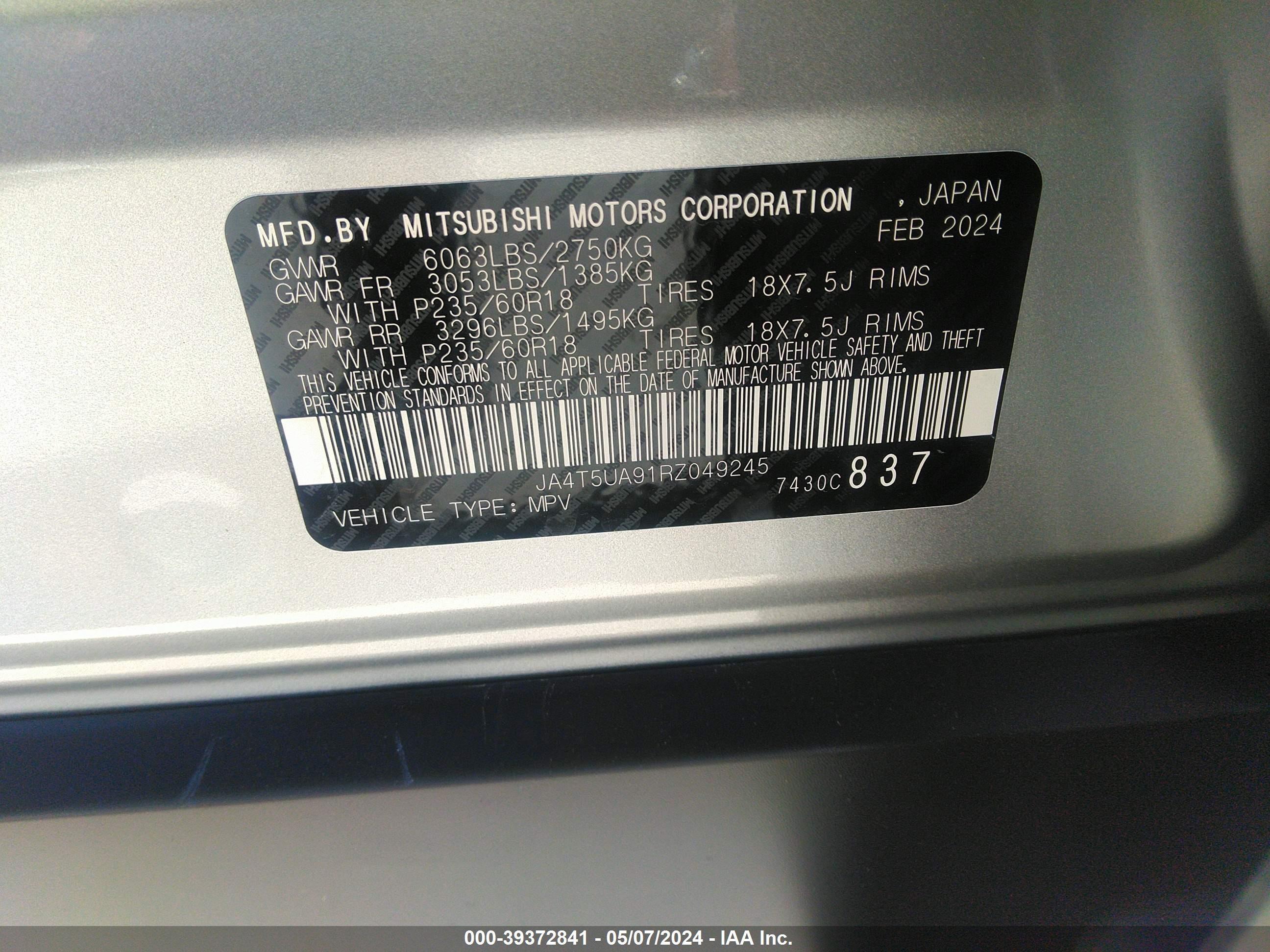 Photo 4 VIN: JA4T5UA91RZ049245 - MITSUBISHI OUTLANDER 