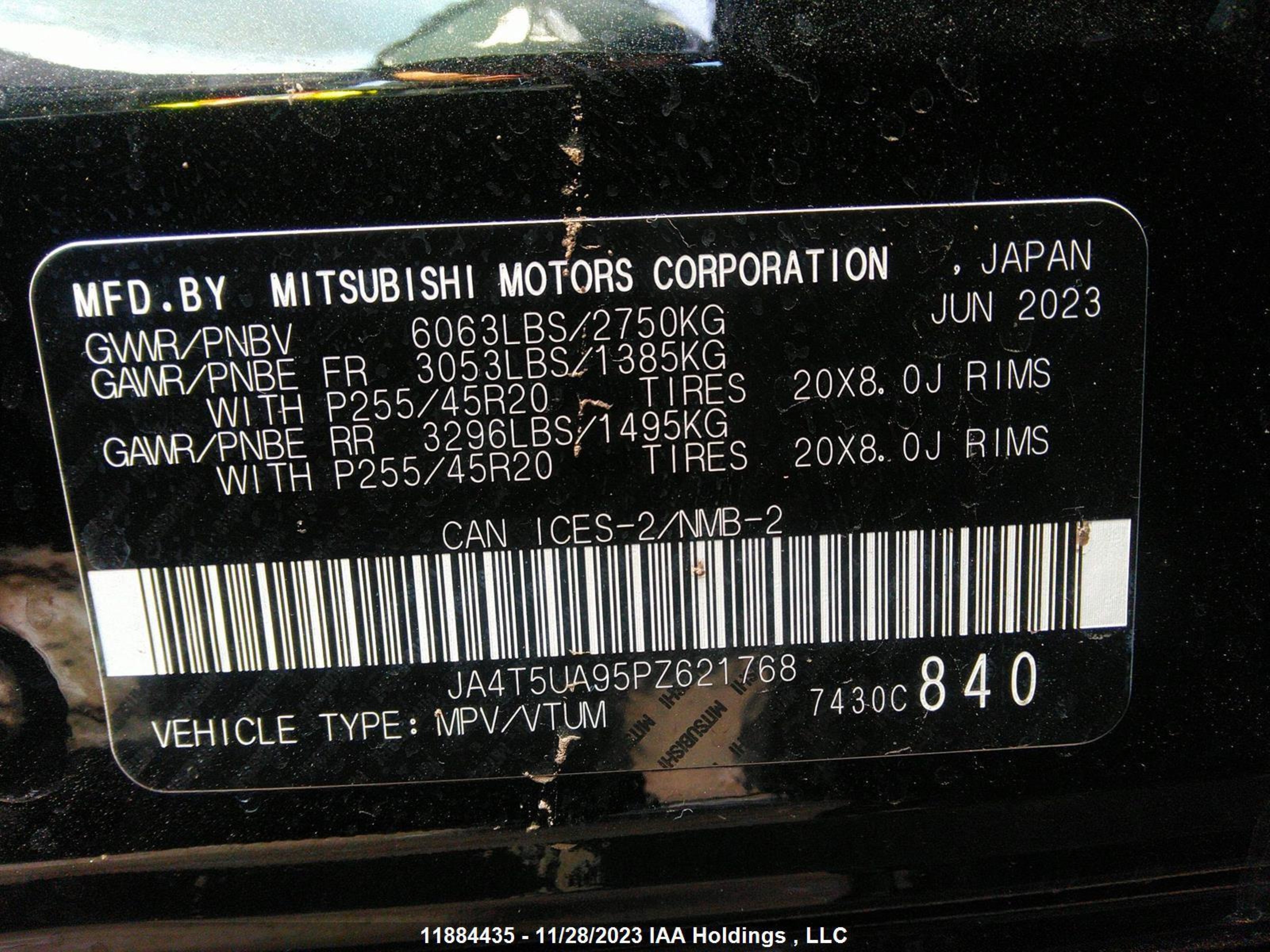 Photo 8 VIN: JA4T5UA95PZ621768 - MITSUBISHI OUTLANDER 