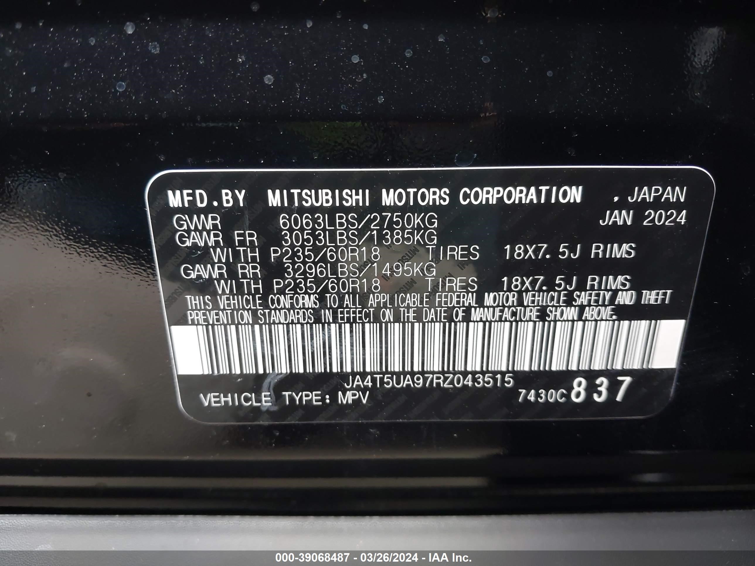 Photo 4 VIN: JA4T5UA97RZ043515 - MITSUBISHI OUTLANDER 