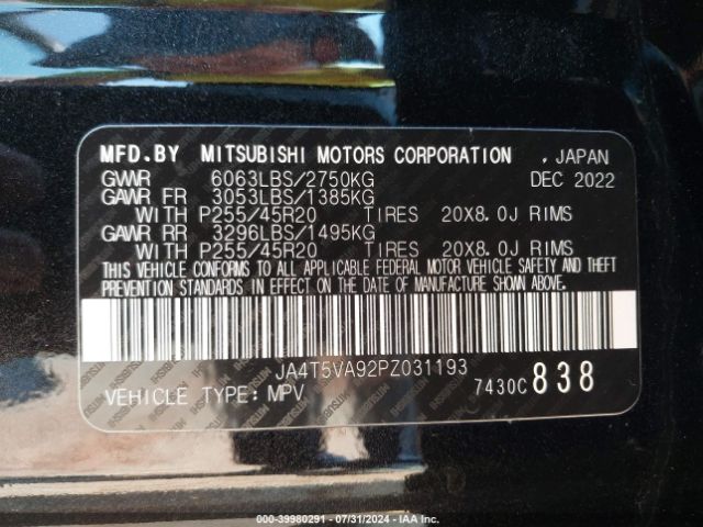 Photo 8 VIN: JA4T5VA92PZ031193 - MITSUBISHI OUTLANDER 