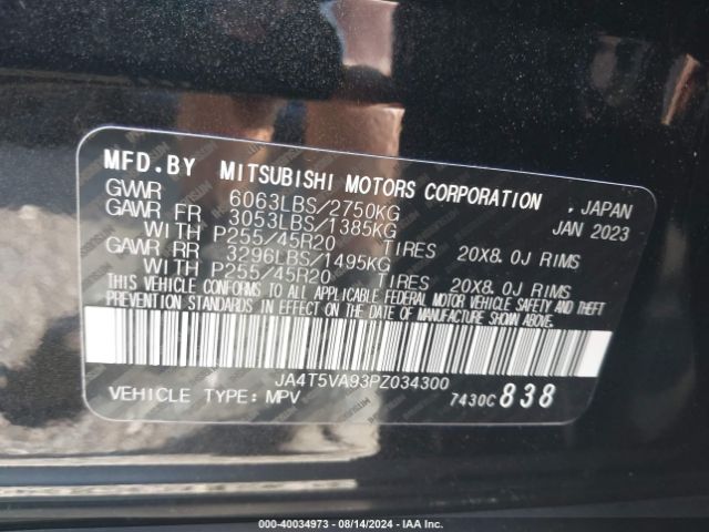 Photo 8 VIN: JA4T5VA93PZ034300 - MITSUBISHI OUTLANDER 