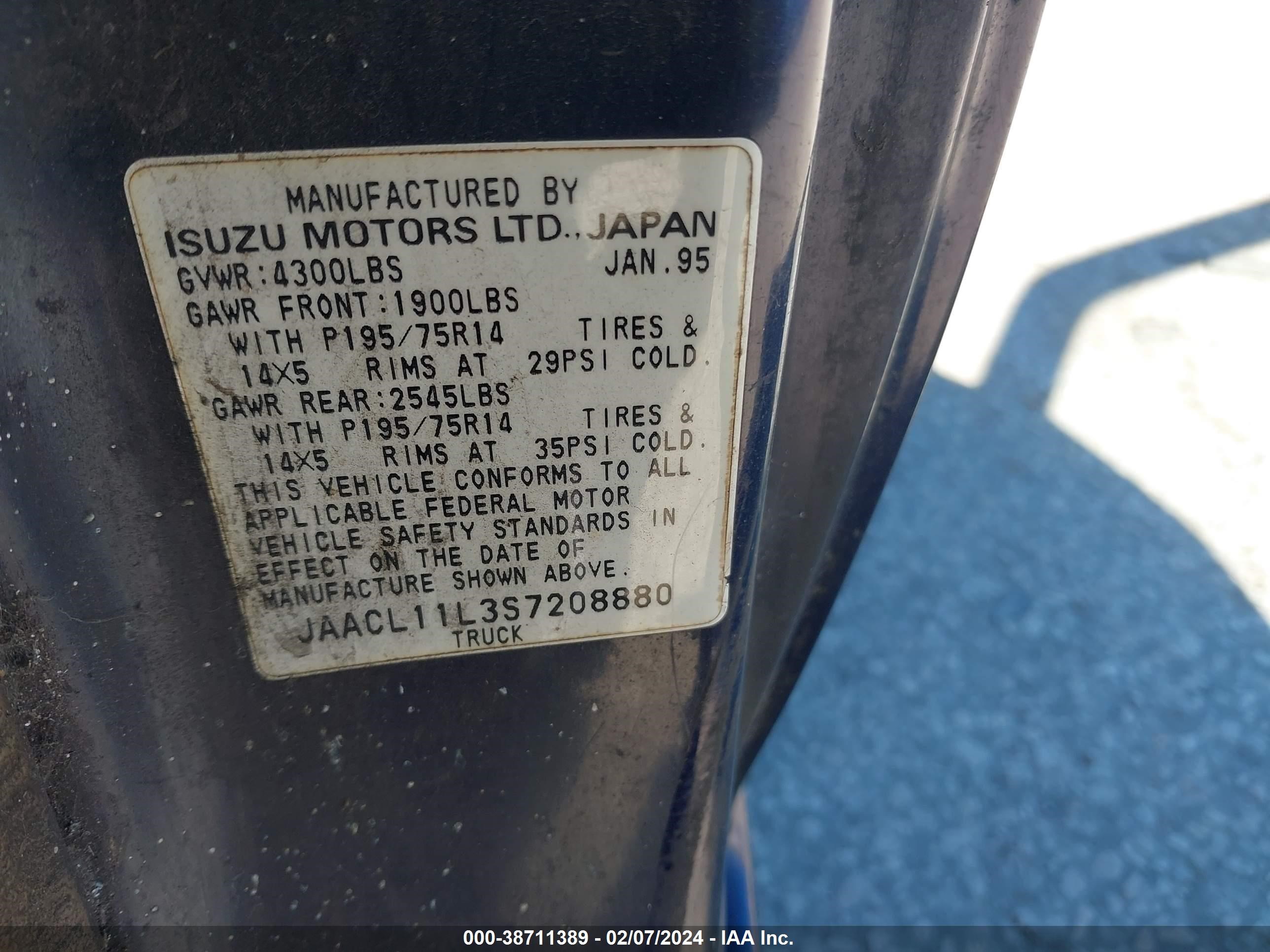 Photo 8 VIN: JAACL11L3S7208880 - ISUZU NULL 