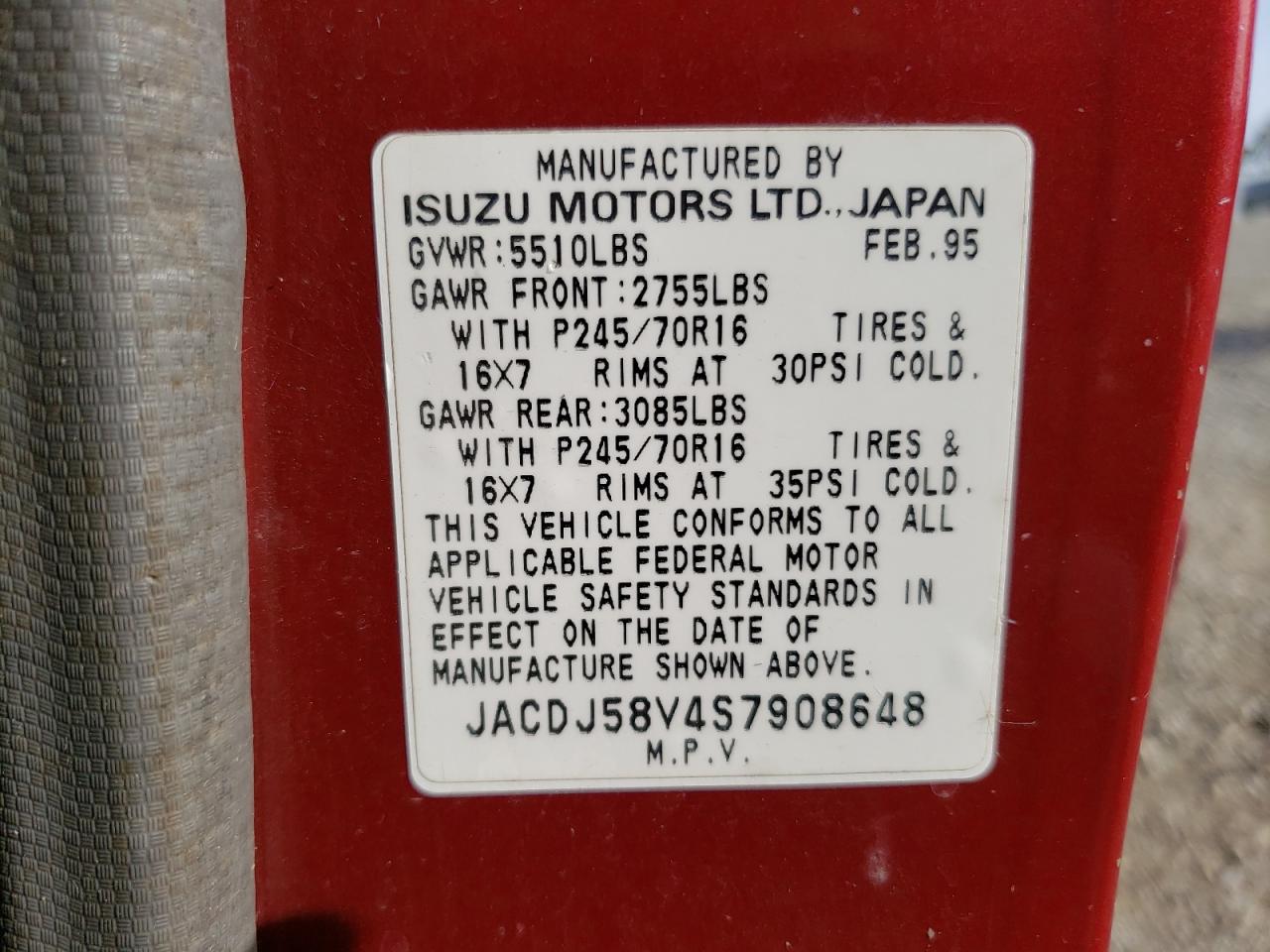 Photo 12 VIN: JACDJ58V4S7908648 - ISUZU TROOPER 