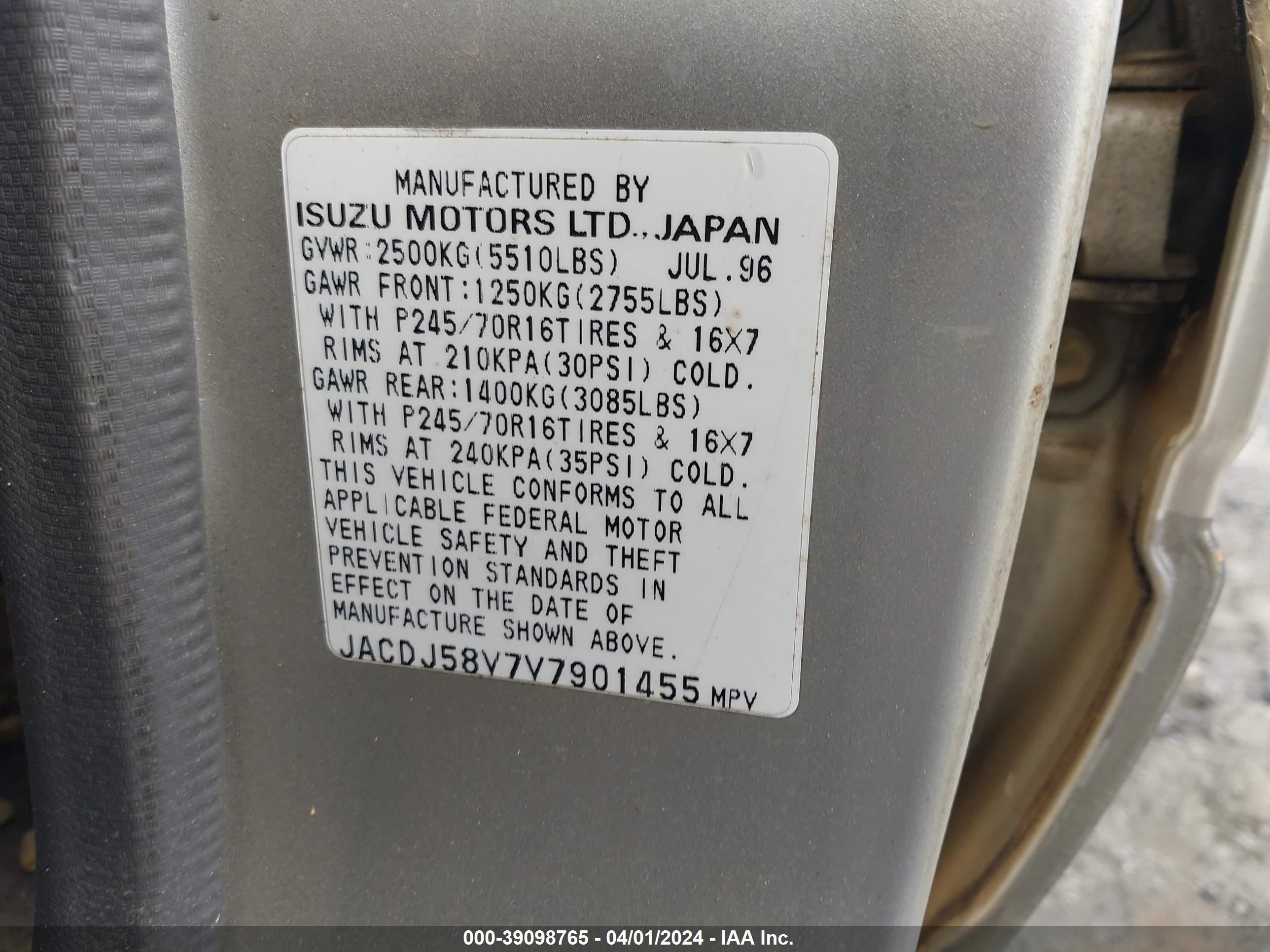 Photo 8 VIN: JACDJ58V7V7901455 - ISUZU TROOPER 