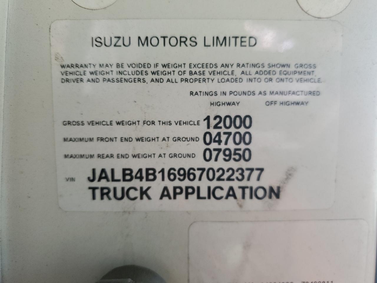 Photo 11 VIN: JALB4B16967022377 - ISUZU NPR 