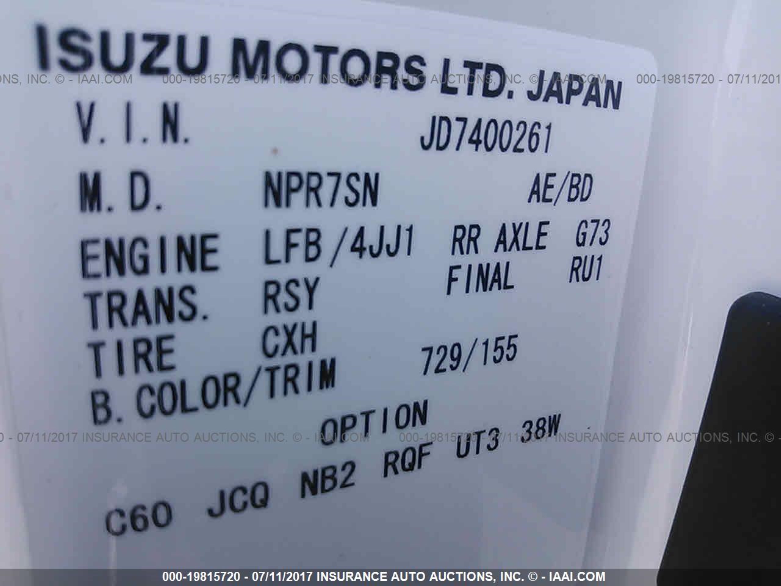 Photo 6 VIN: JALB4W170D7400261 - ISUZU NULL 