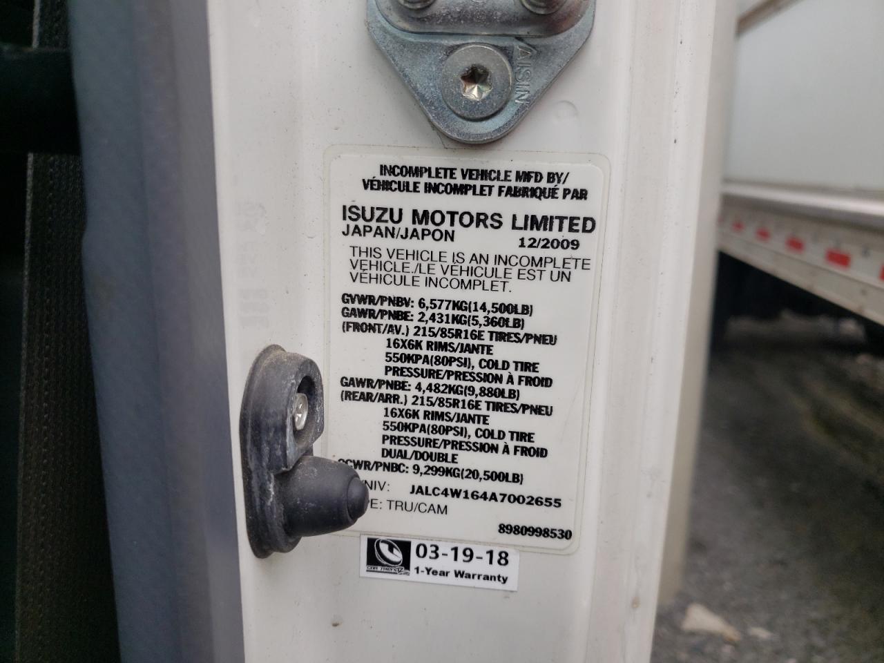 Photo 12 VIN: JALC4W164A7002655 - ISUZU NPR 