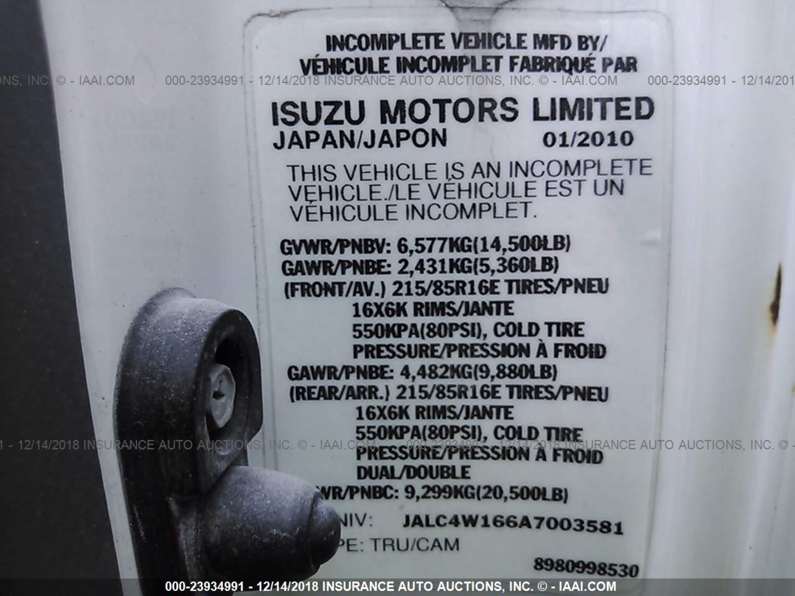 Photo 8 VIN: JALC4W166A7003581 - ISUZU NULL 