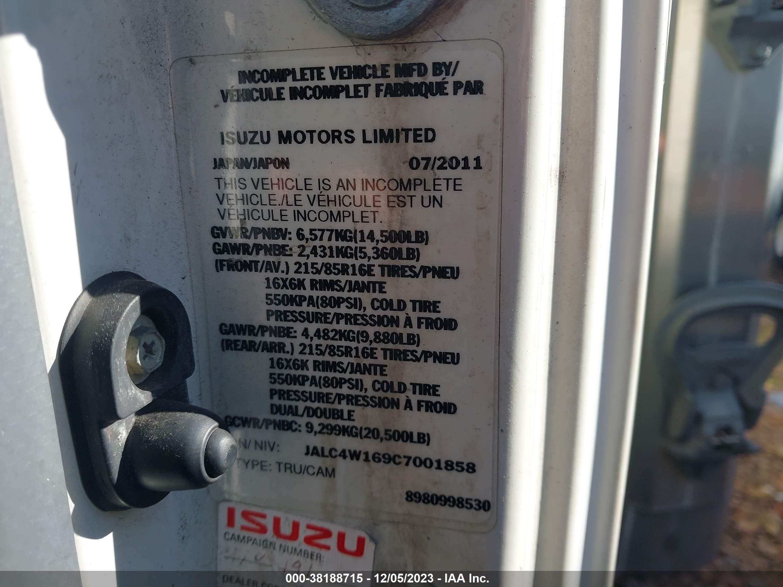 Photo 8 VIN: JALC4W169C7001858 - ISUZU NULL 