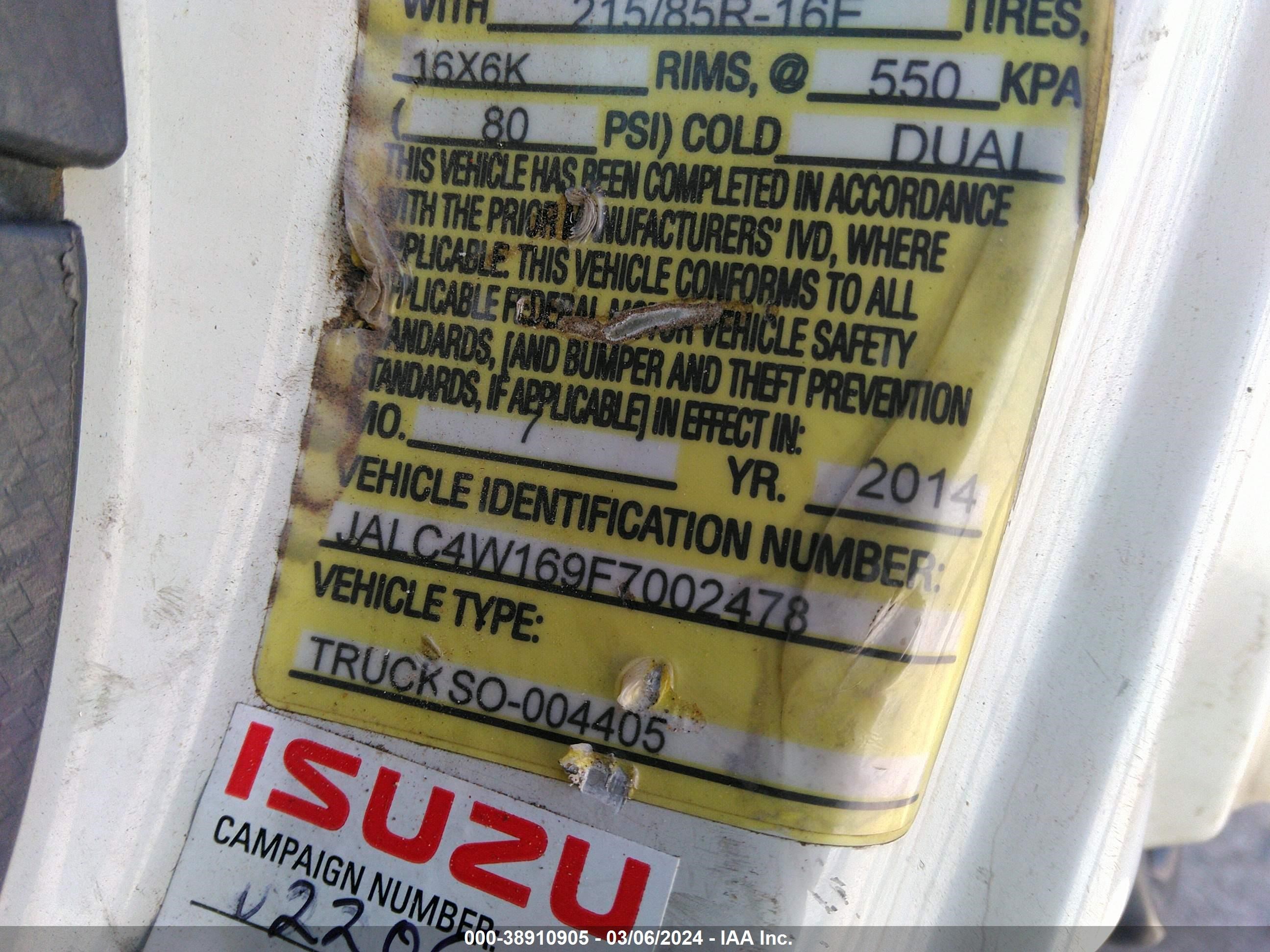 Photo 7 VIN: JALC4W169F7002478 - ISUZU NULL 