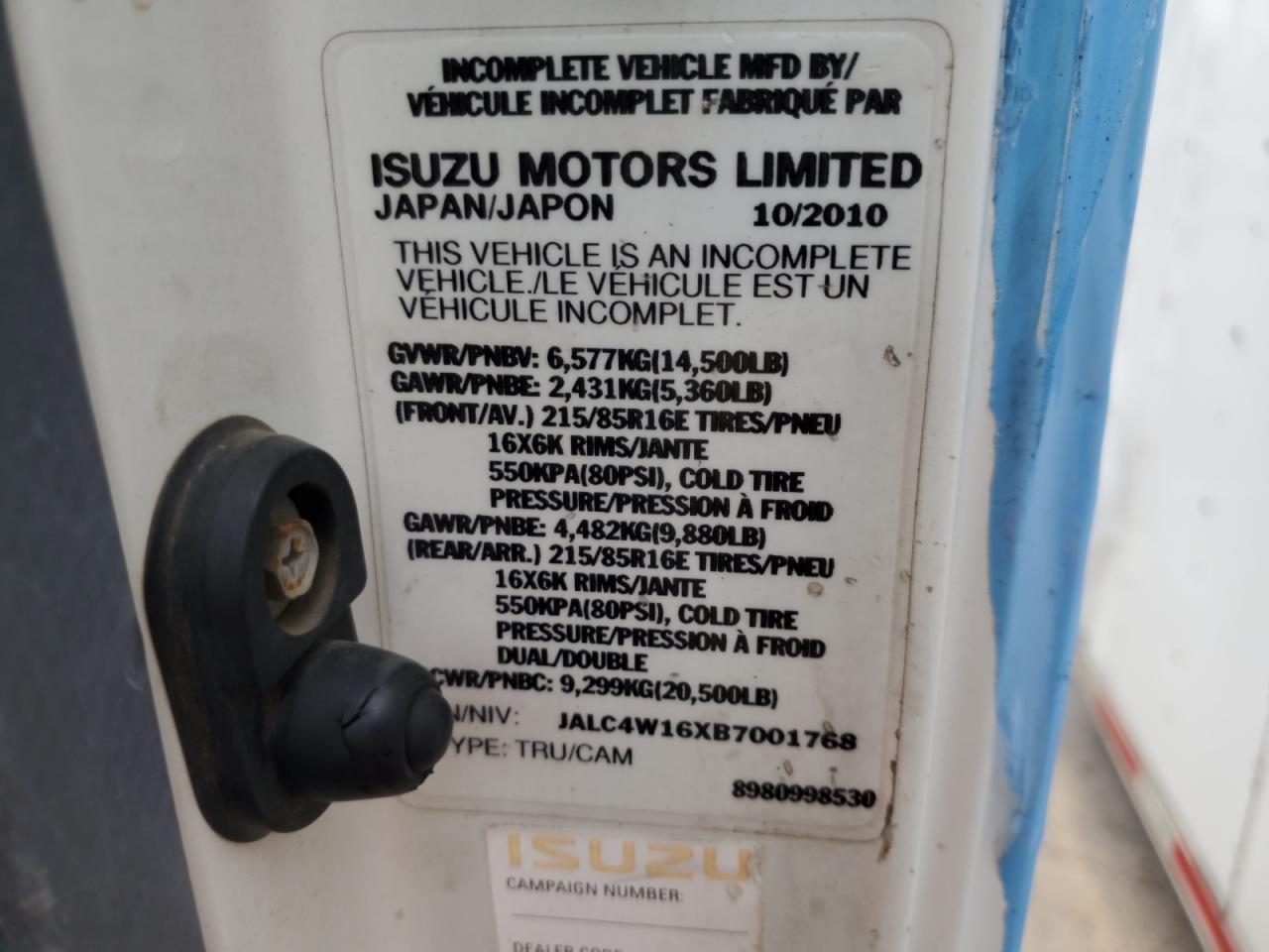 Photo 12 VIN: JALC4W16XB7001768 - ISUZU NPR 