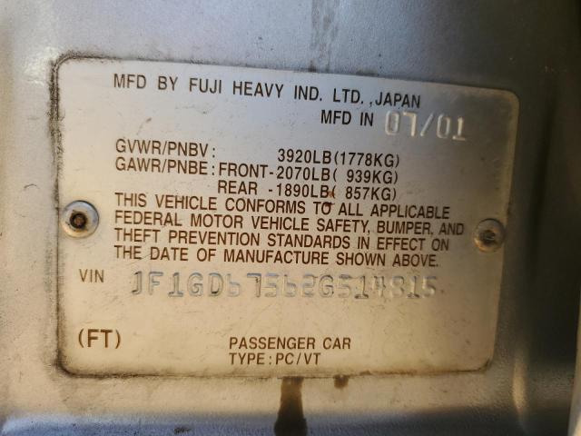 Photo 11 VIN: JF1GD67562G514815 - SUBARU IMPREZA 