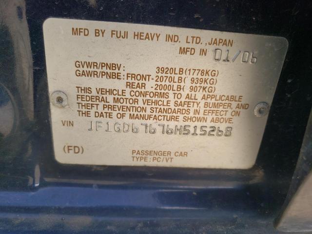 Photo 11 VIN: JF1GD67676H515268 - SUBARU IMPREZA 